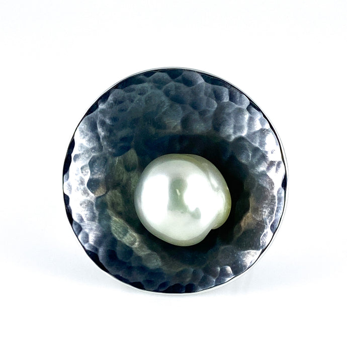 south sea pearl shield ring