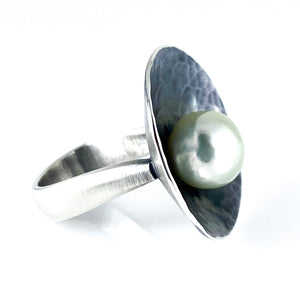 south sea pearl shield ring