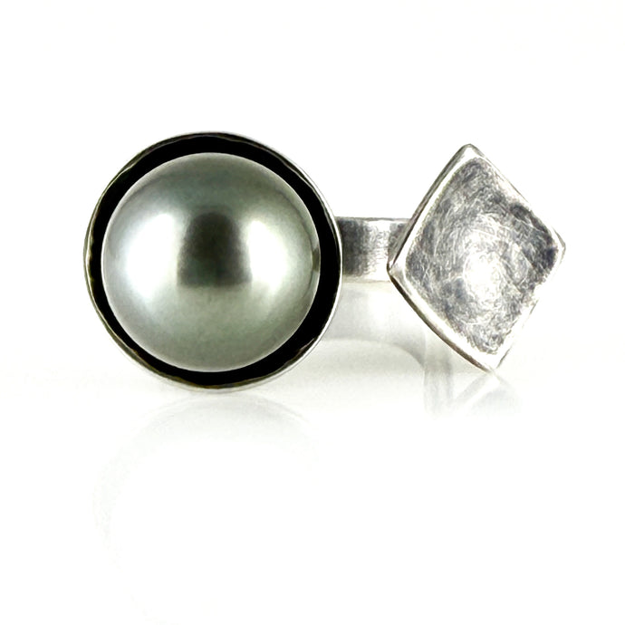 tahitian pearl double nest ring