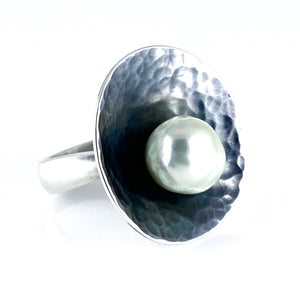 south sea pearl shield ring