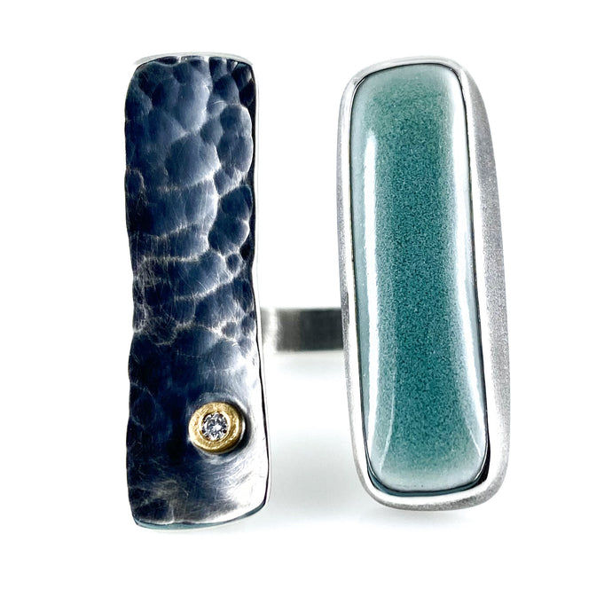 ceramic double rectangle ring