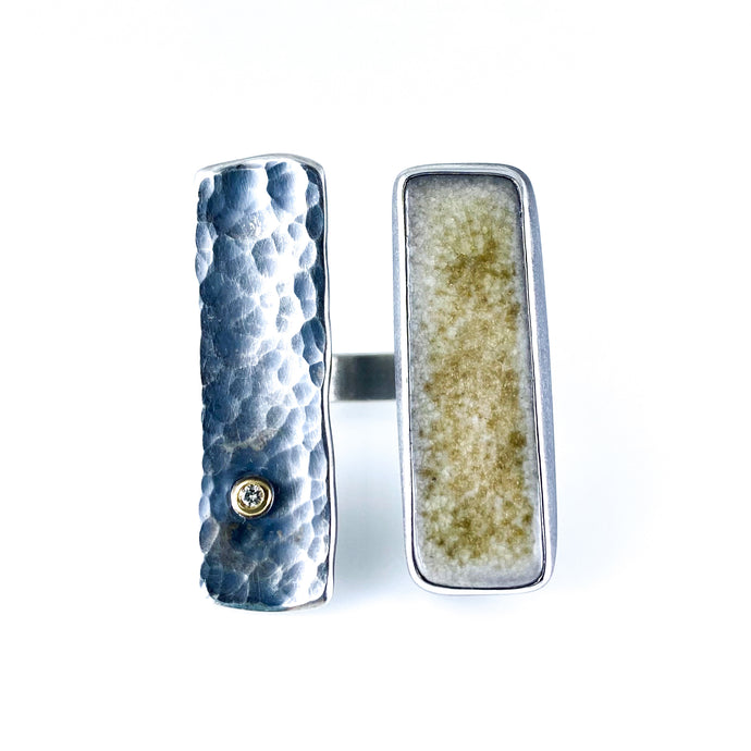 ceramic double rectangle ring