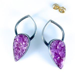 cobalto calcite petal earrings